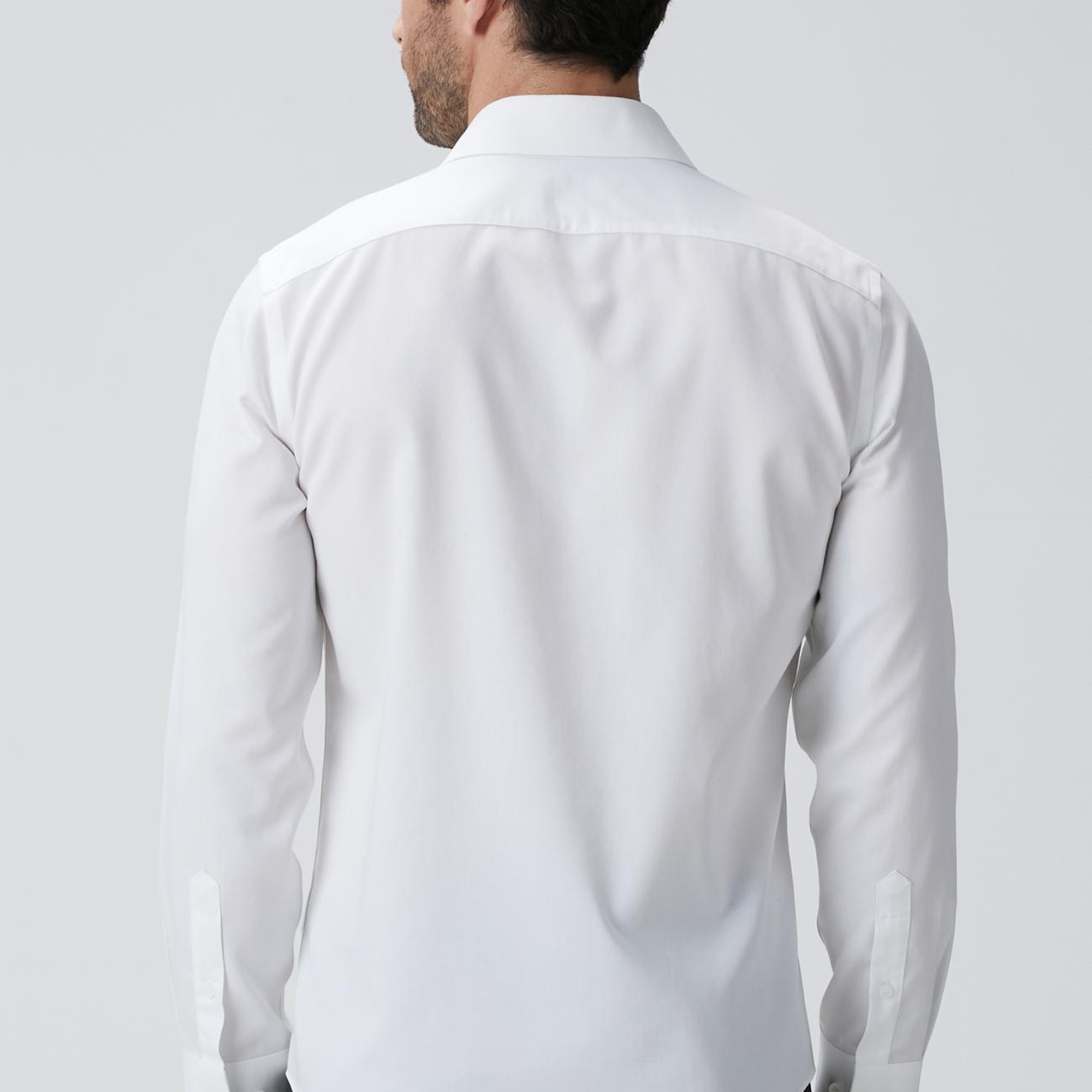 Network Erkek Non-Iron Beyaz Saten Gömlek