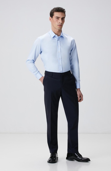  Network Erkek Mavi Super Non-IronSaten Gömlek