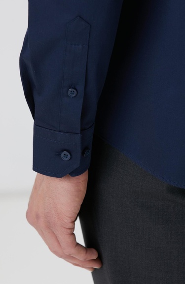  Network Erkek LacivertSuper Non-Iron Saten Gömlek