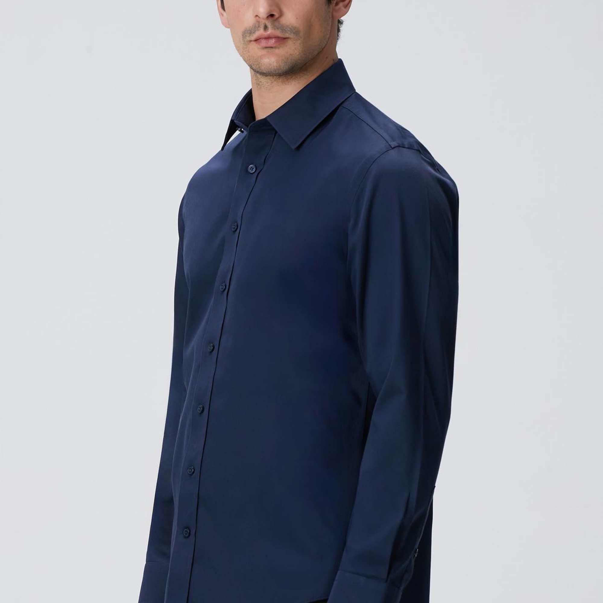 Network Erkek LacivertSuper Non-Iron Saten Gömlek