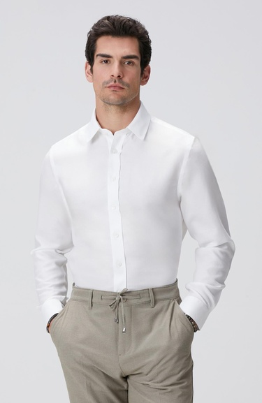  Network Erkek Beyaz Super Non-Iron Gömlek