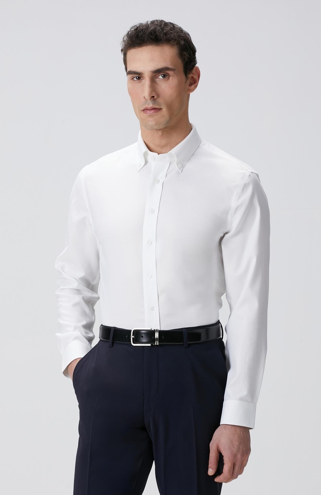 Network Erkek Beyaz Super Non-Iron Oxford Gömlek