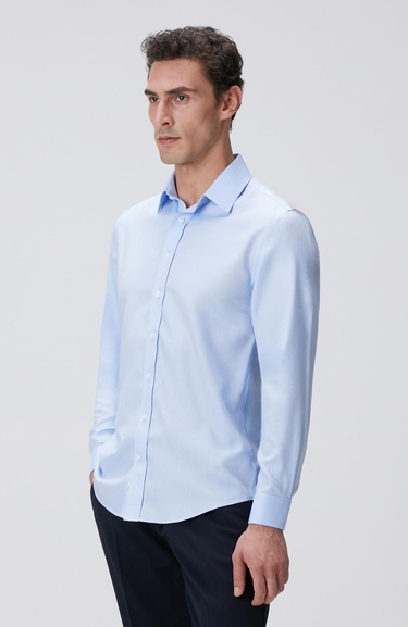  Network Erkek Mavi Super Non-Iron Gömlek