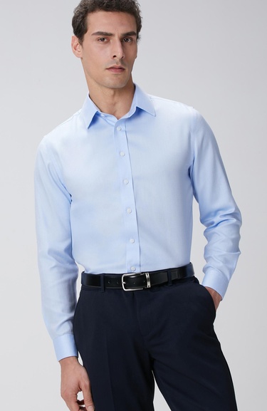  Network Erkek Mavi Super Non-Iron Gömlek