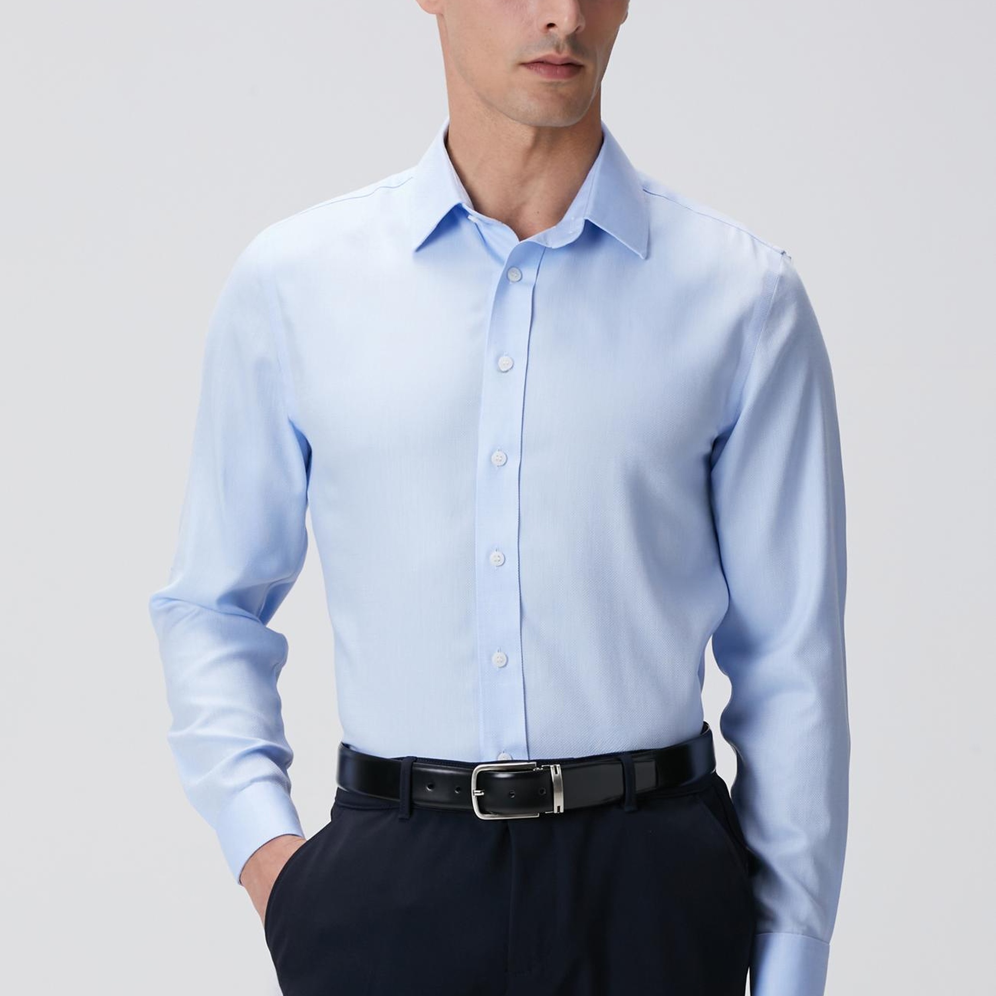 Network Erkek Mavi Super Non-Iron Gömlek