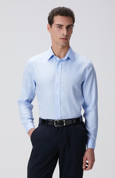  Network Erkek Mavi Super Non-Iron Gömlek