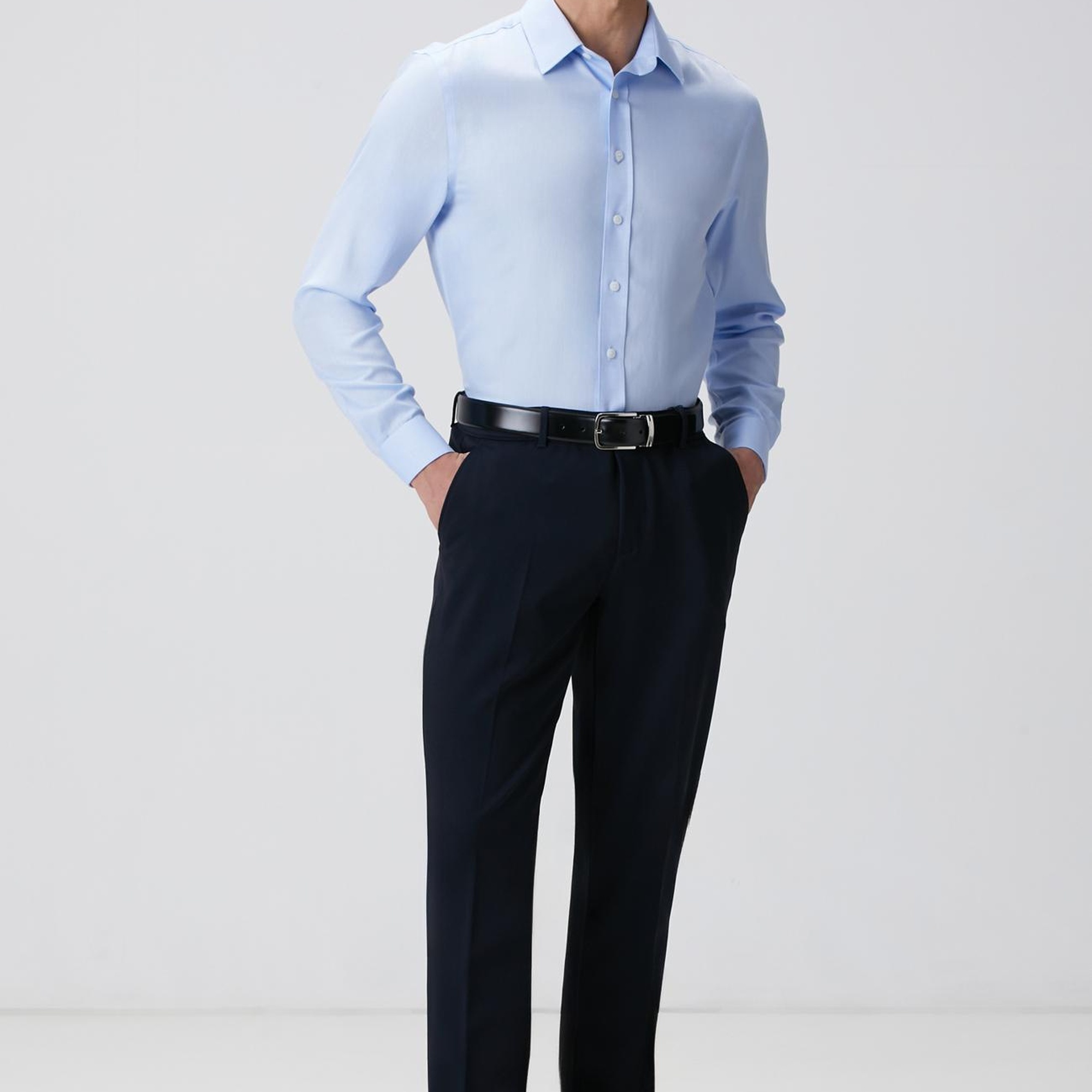 Network Erkek Mavi Super Non-Iron Gömlek