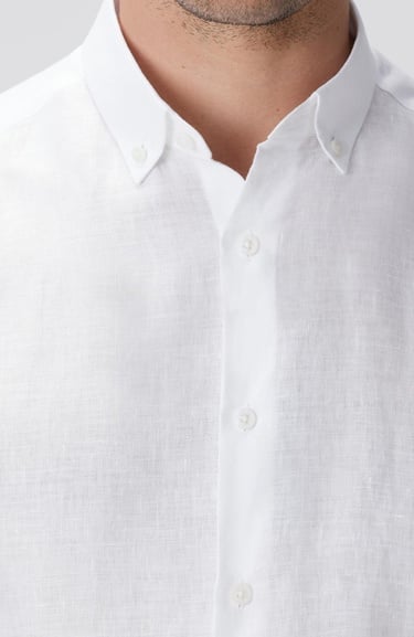 Network Erkek Beyaz Keten Gömlek