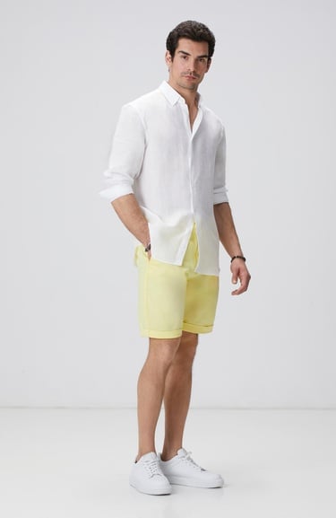  Network Erkek Beyaz Keten Gömlek