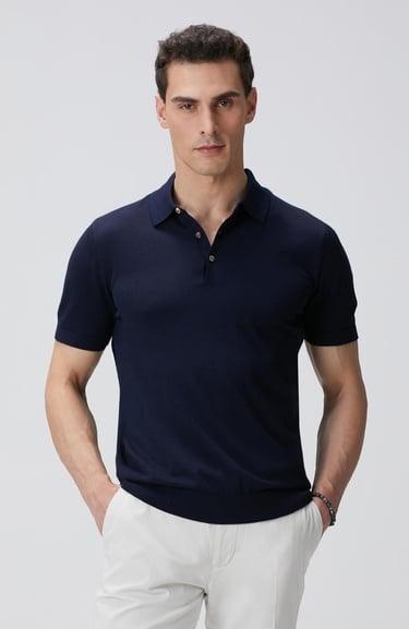  Network Erkek Lacivert Polo Yaka Kazak