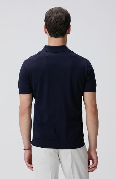  Network Erkek Lacivert Polo Yaka Kazak