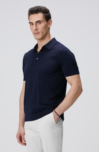  Network Erkek Lacivert Polo Yaka Kazak