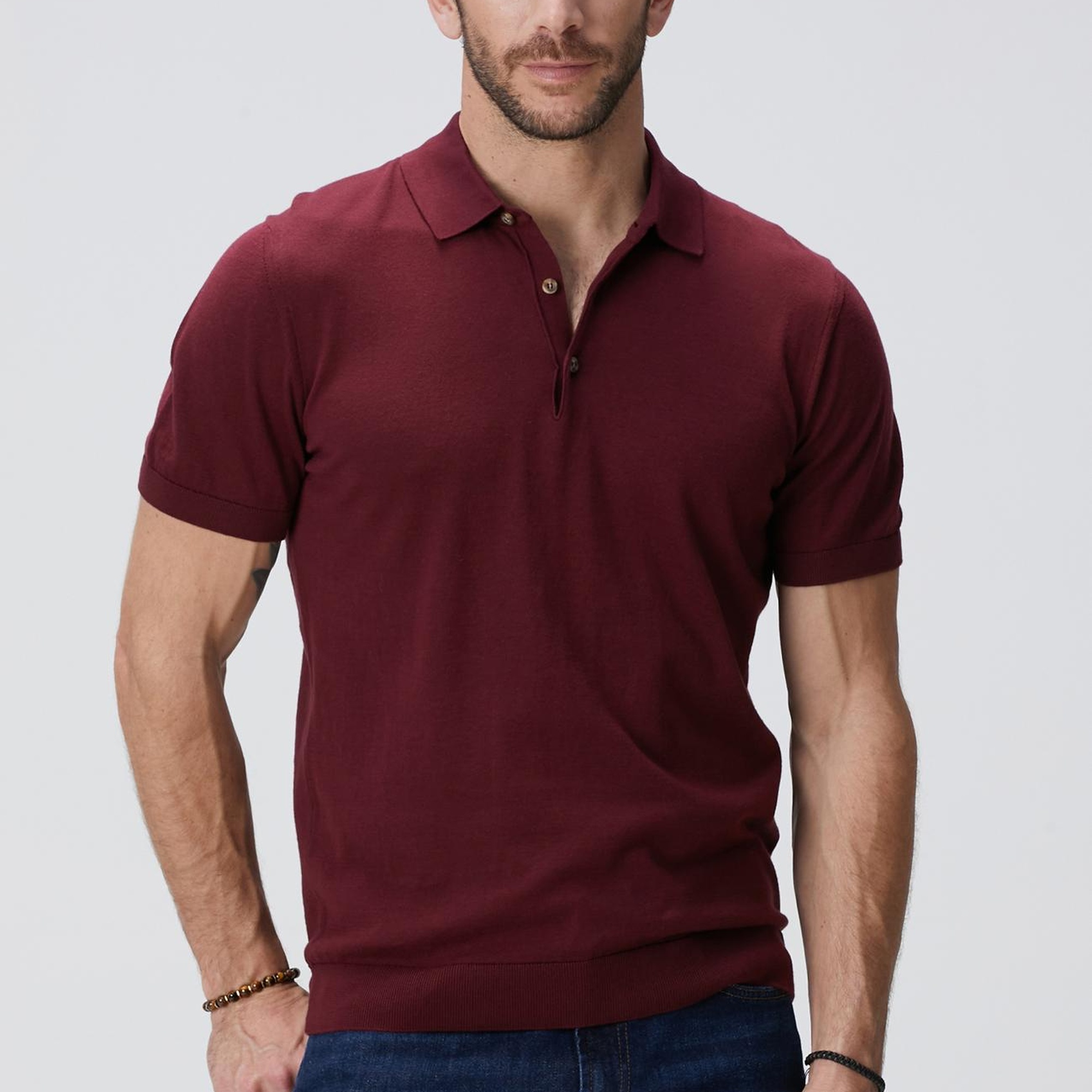 Network Erkek Bordo Polo Yaka Basic Kazak