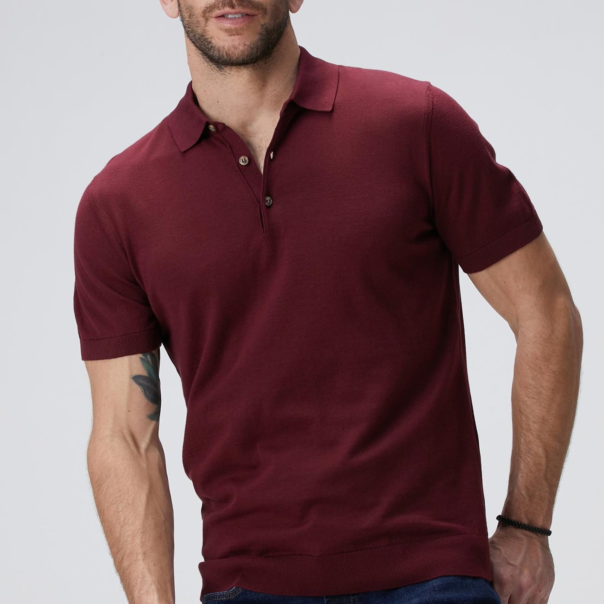 Network Erkek Bordo Polo Yaka Basic Kazak