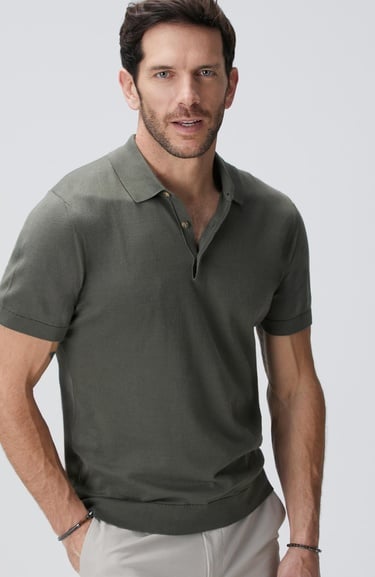  Network Erkek Haki Polo Yaka Kazak