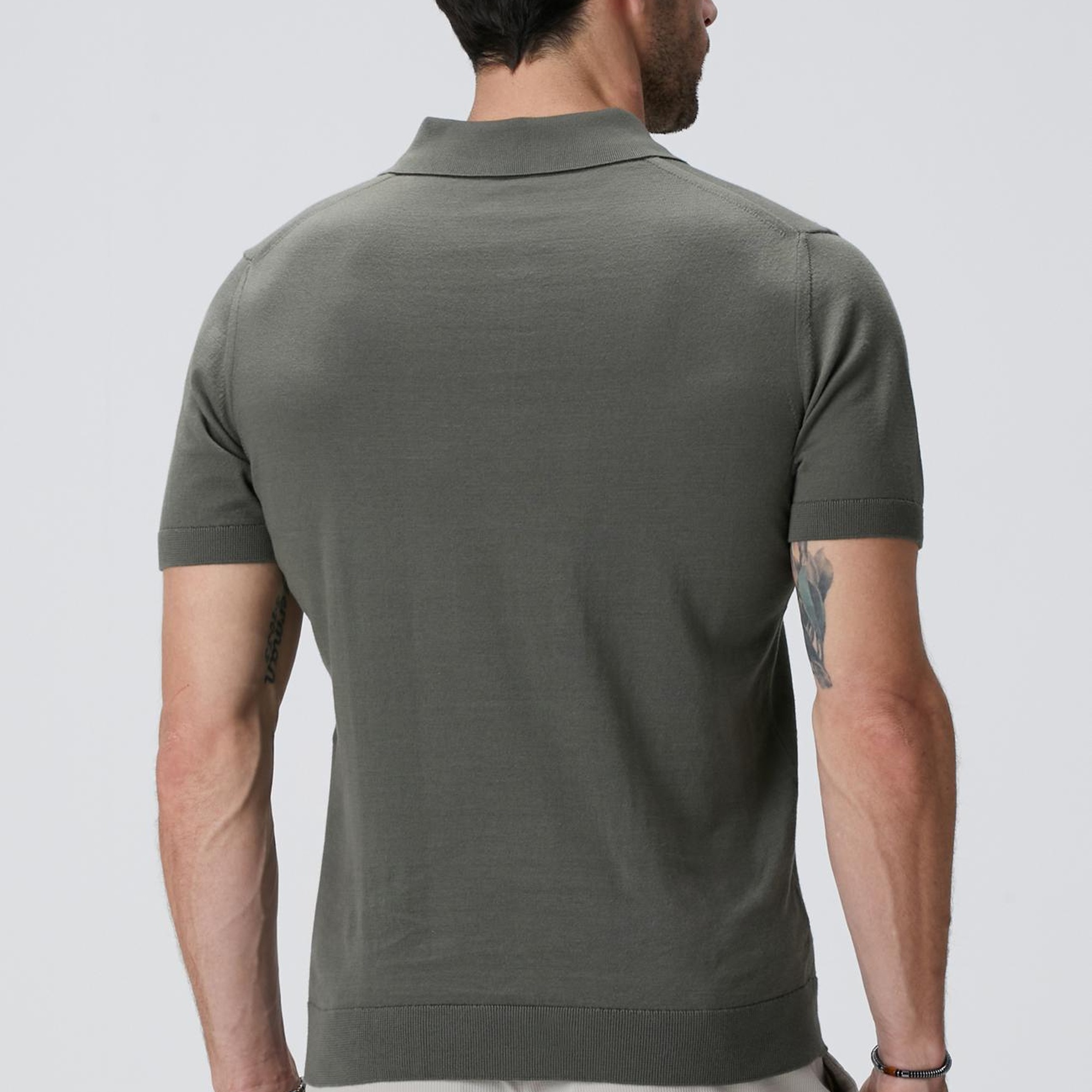 Network Erkek Haki Polo Yaka Kazak