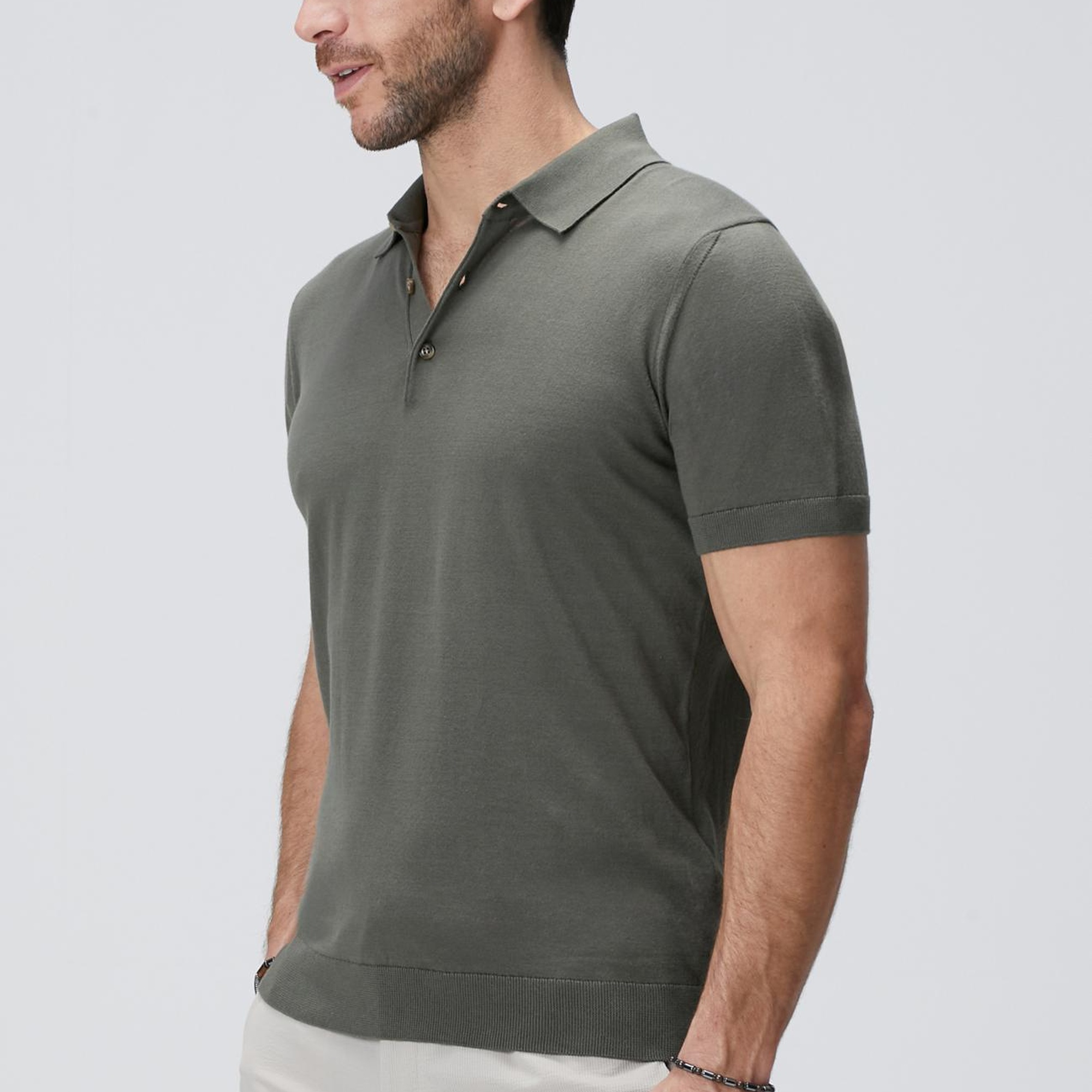 Network Erkek Haki Polo Yaka Kazak