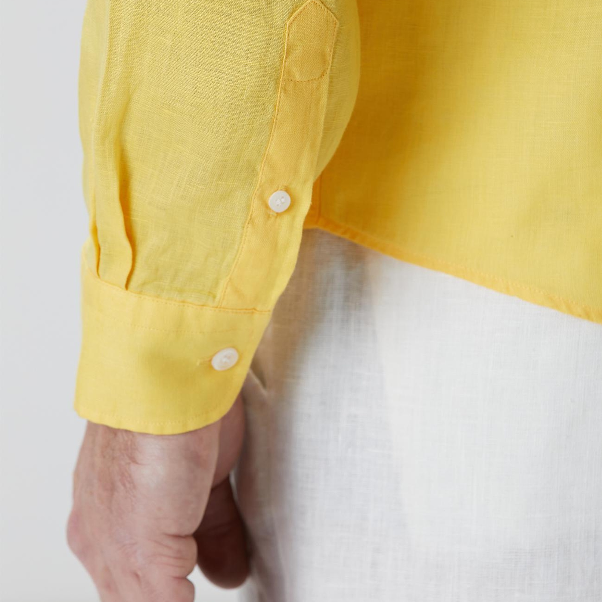 Network Erkek Sarı Keten Gömlek