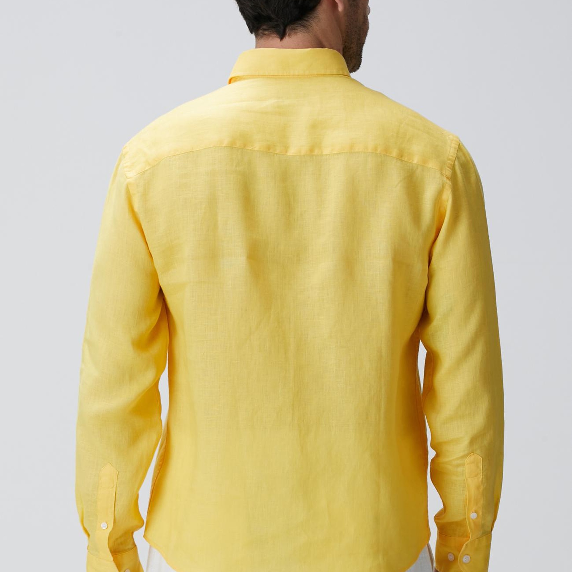 Network Erkek Sarı Keten Gömlek