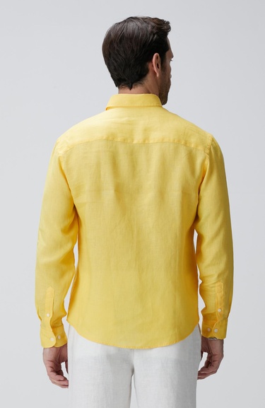  Network Erkek Sarı Keten Gömlek