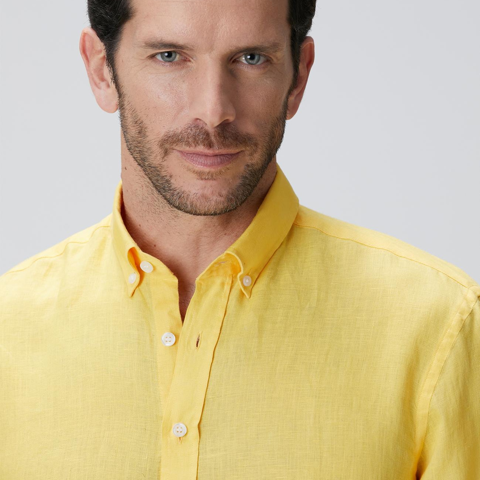 Network Erkek Sarı Keten Gömlek