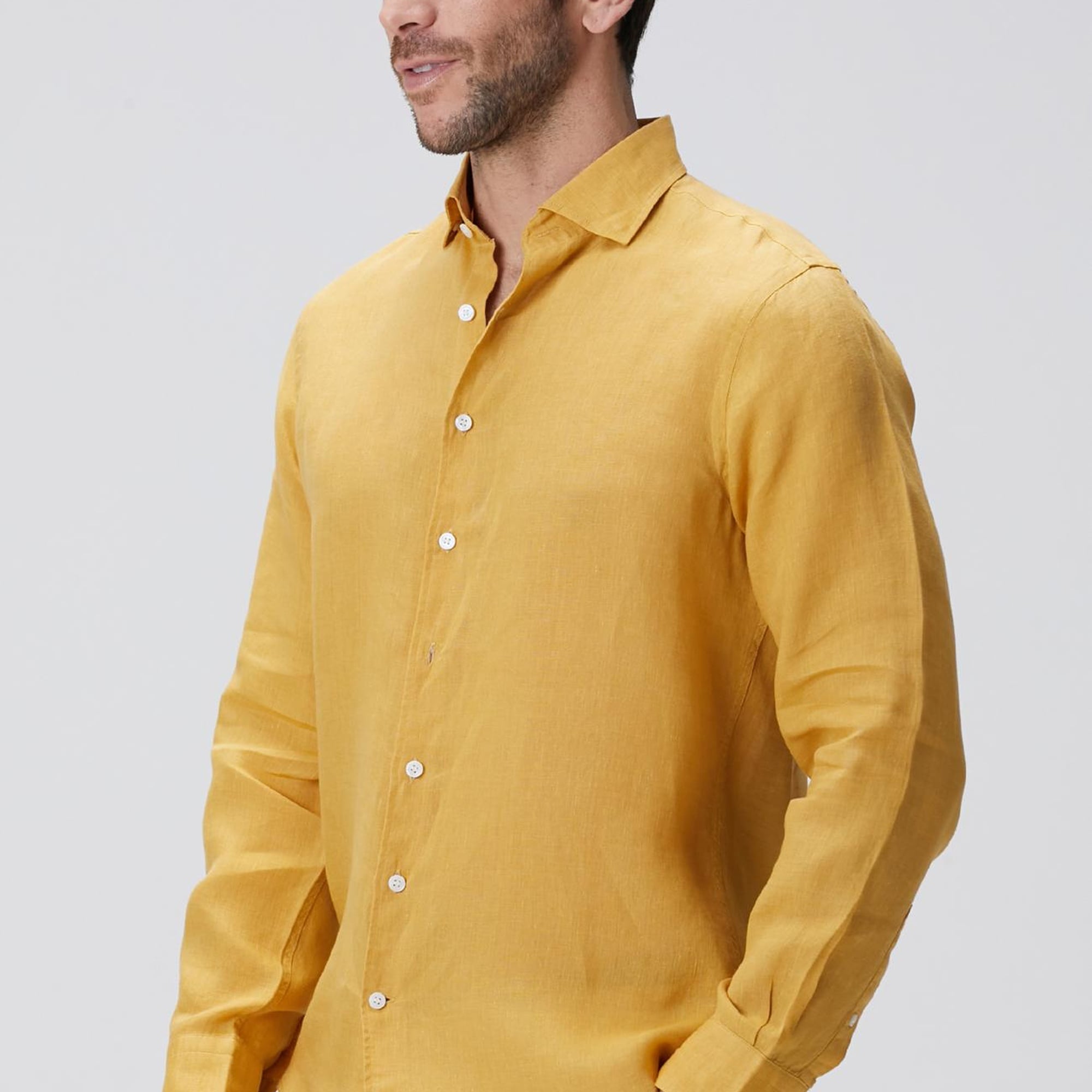 Network Erkek Safran Keten Gömlek