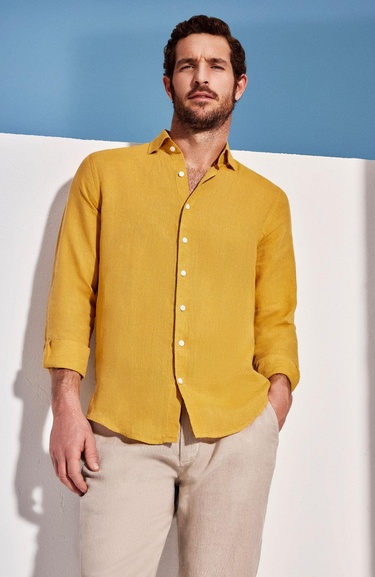  Network Erkek Safran Keten Gömlek