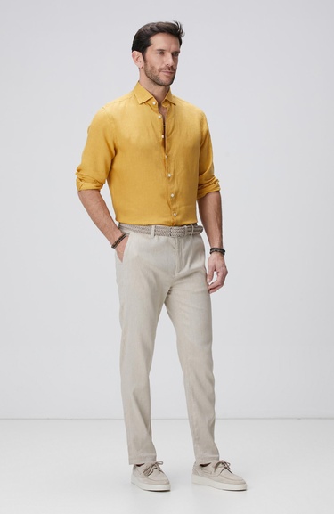  Network Erkek Safran Keten Gömlek