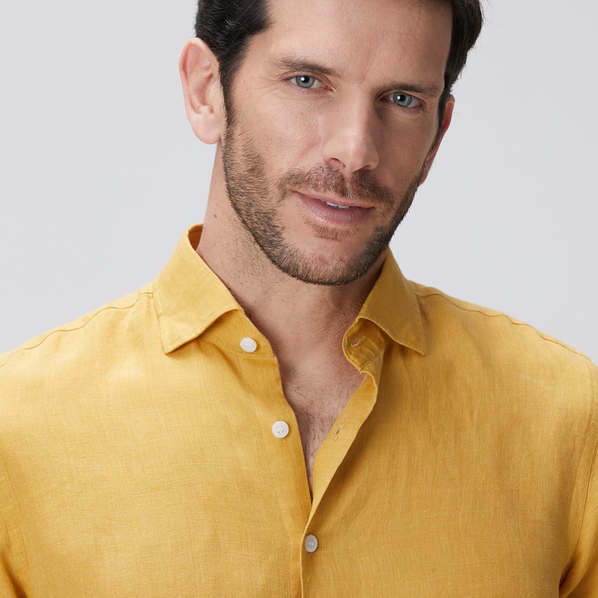 Network Erkek Safran Keten Gömlek