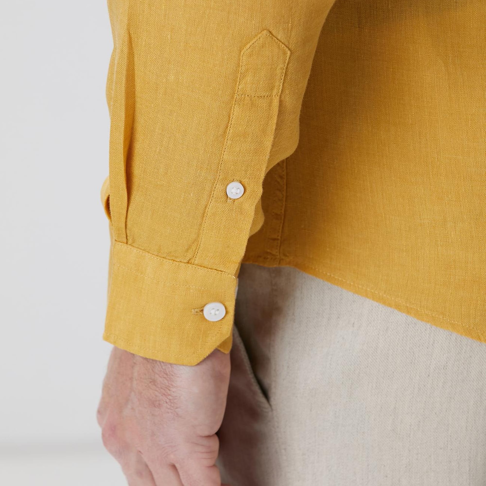 Network Erkek Safran Keten Gömlek