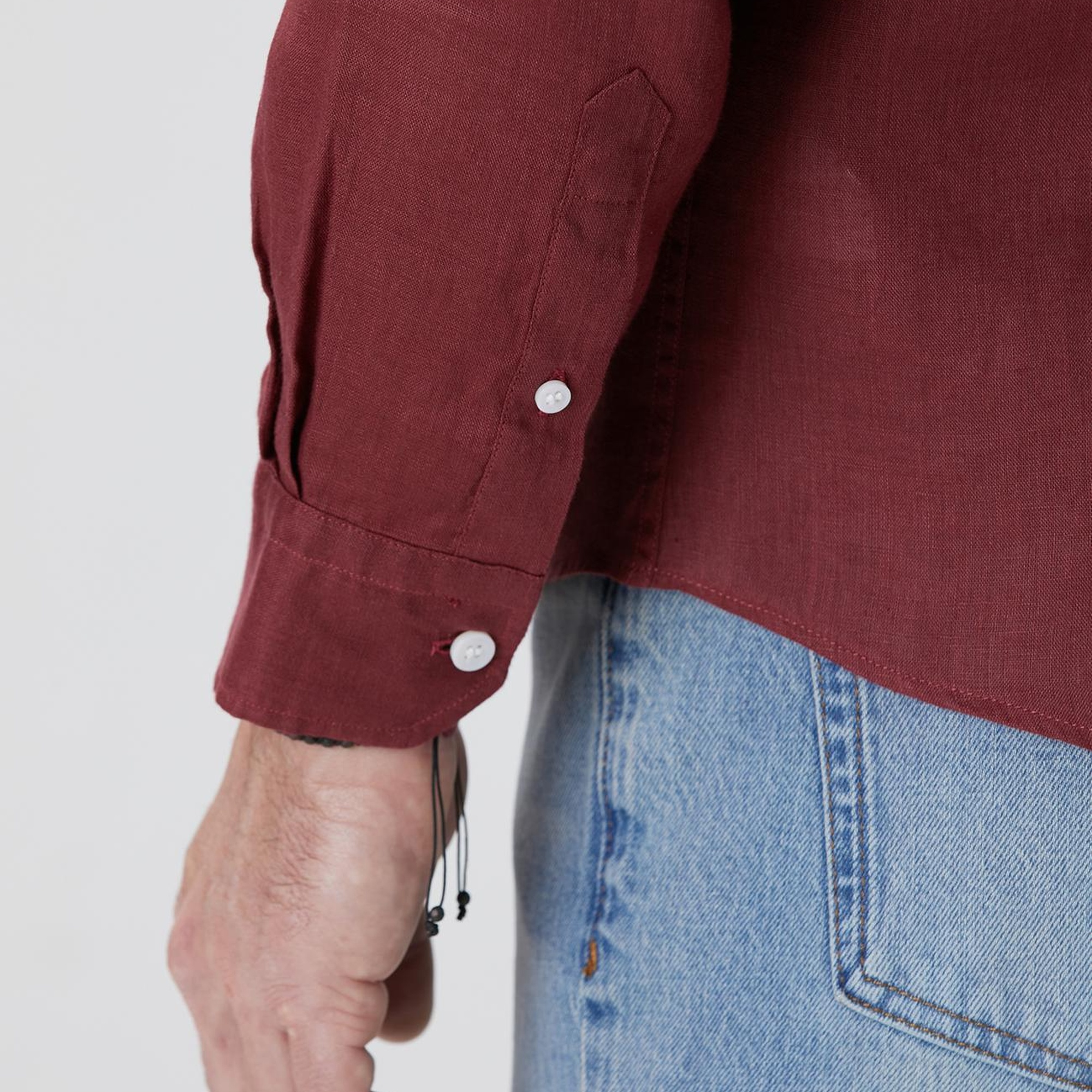 Network Erkek Bordo Keten Gömlek