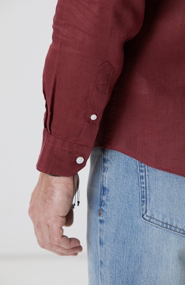  Network Erkek Bordo Keten Gömlek