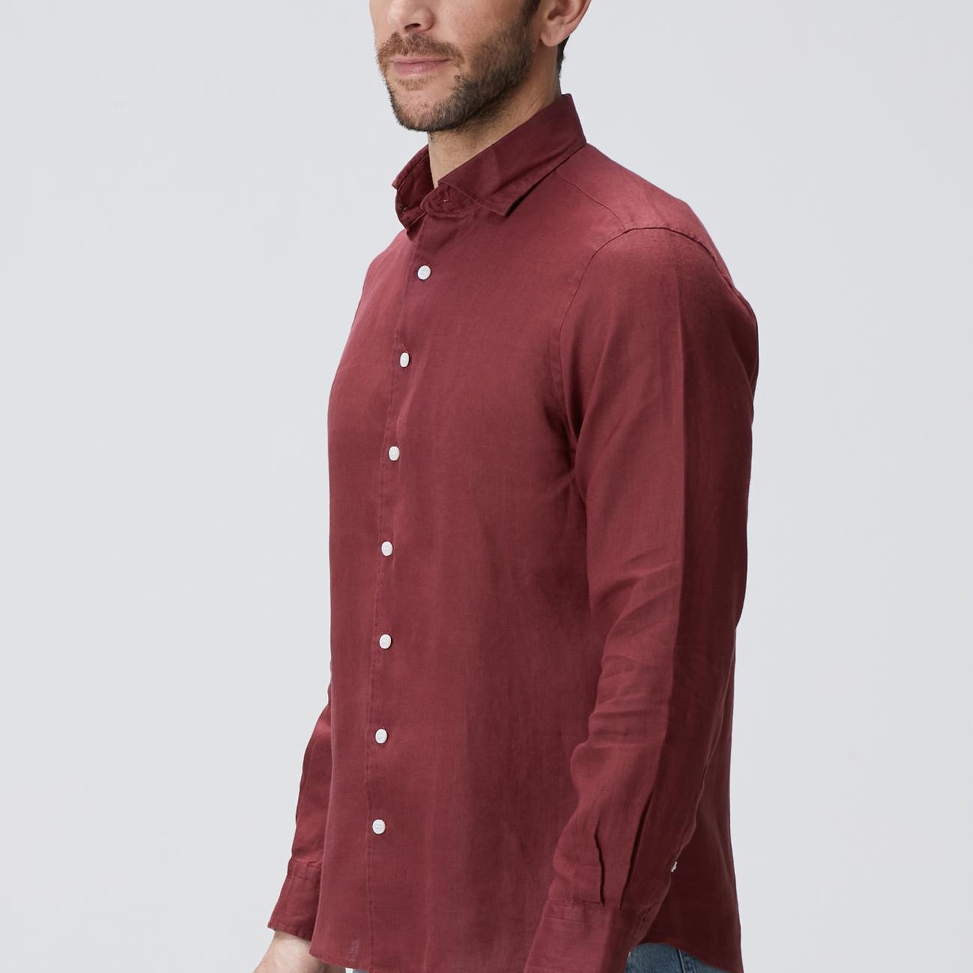 Network Erkek Bordo Keten Gömlek