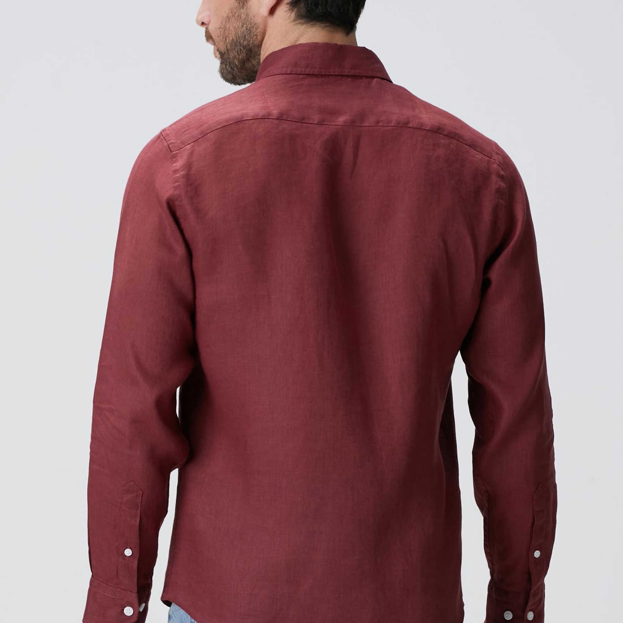 Network Erkek Bordo Keten Gömlek