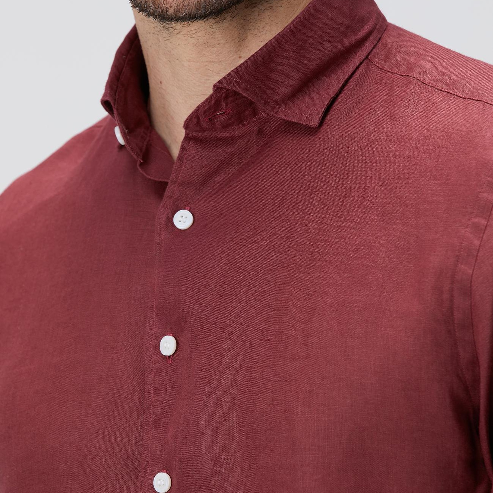 Network Erkek Bordo Keten Gömlek