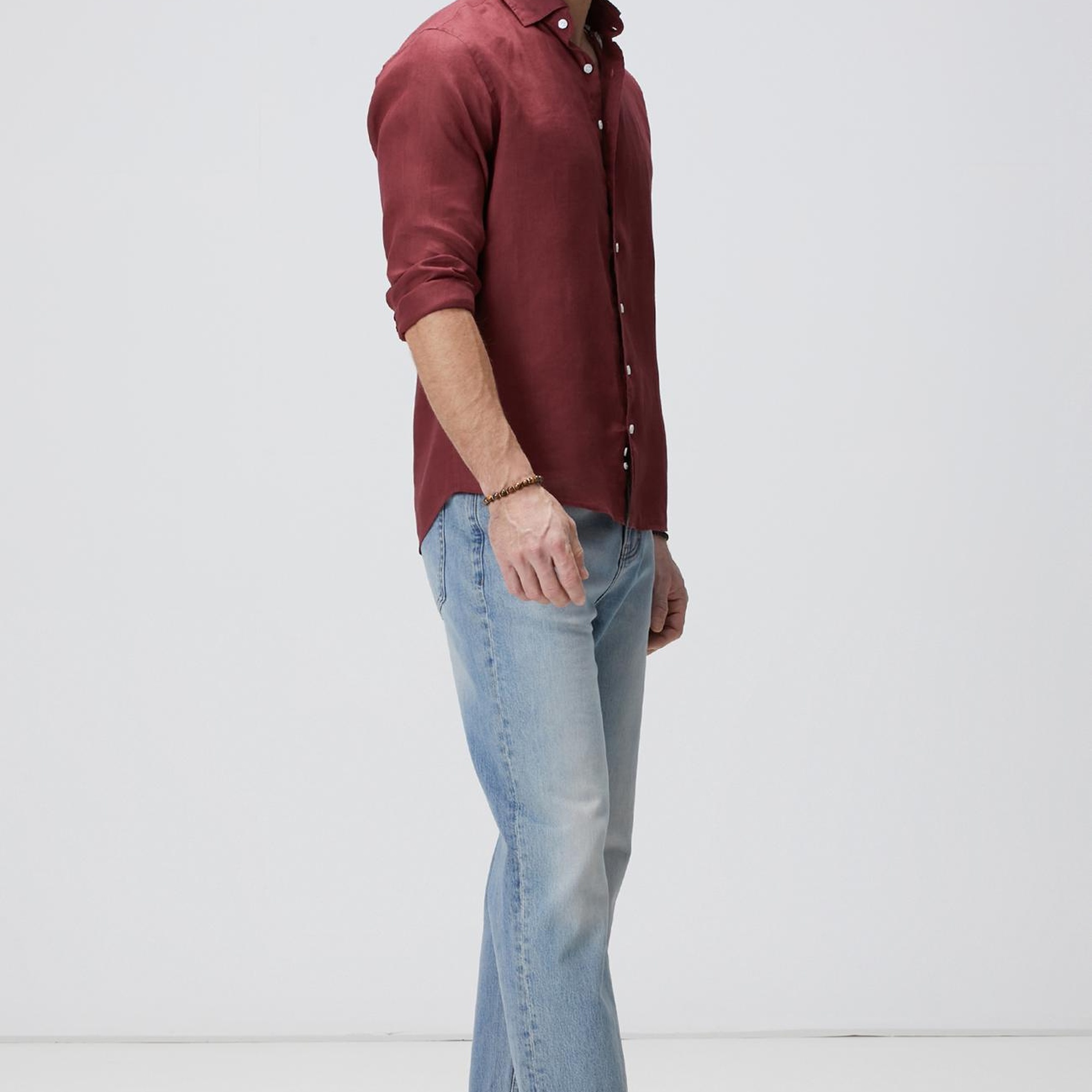 Network Erkek Bordo Keten Gömlek