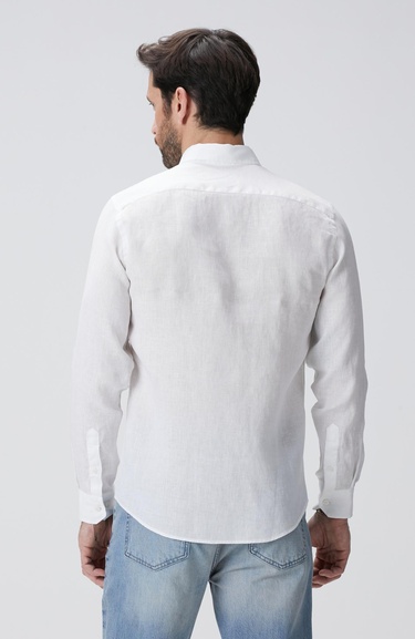  Network Erkek Beyaz Keten Gömlek