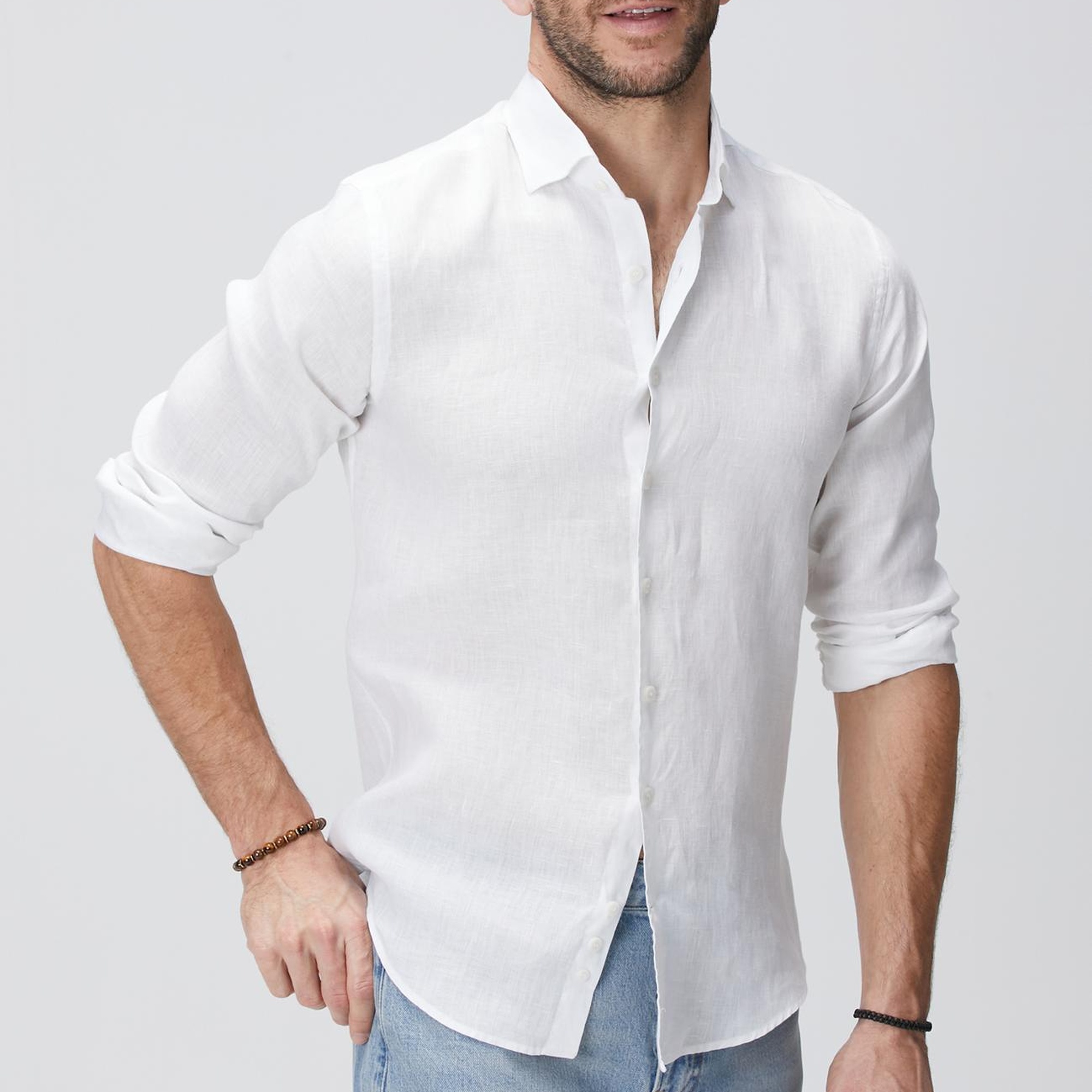 Network Erkek Beyaz Keten Gömlek