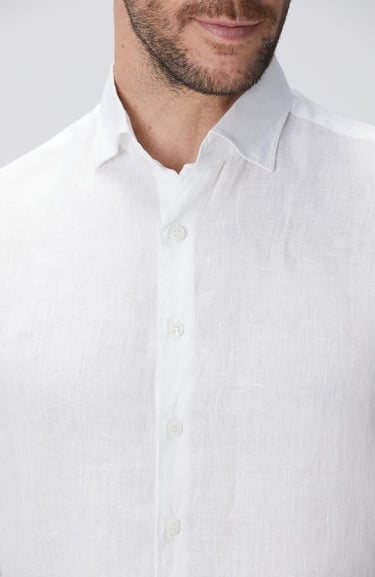  Network Erkek Beyaz Keten Gömlek