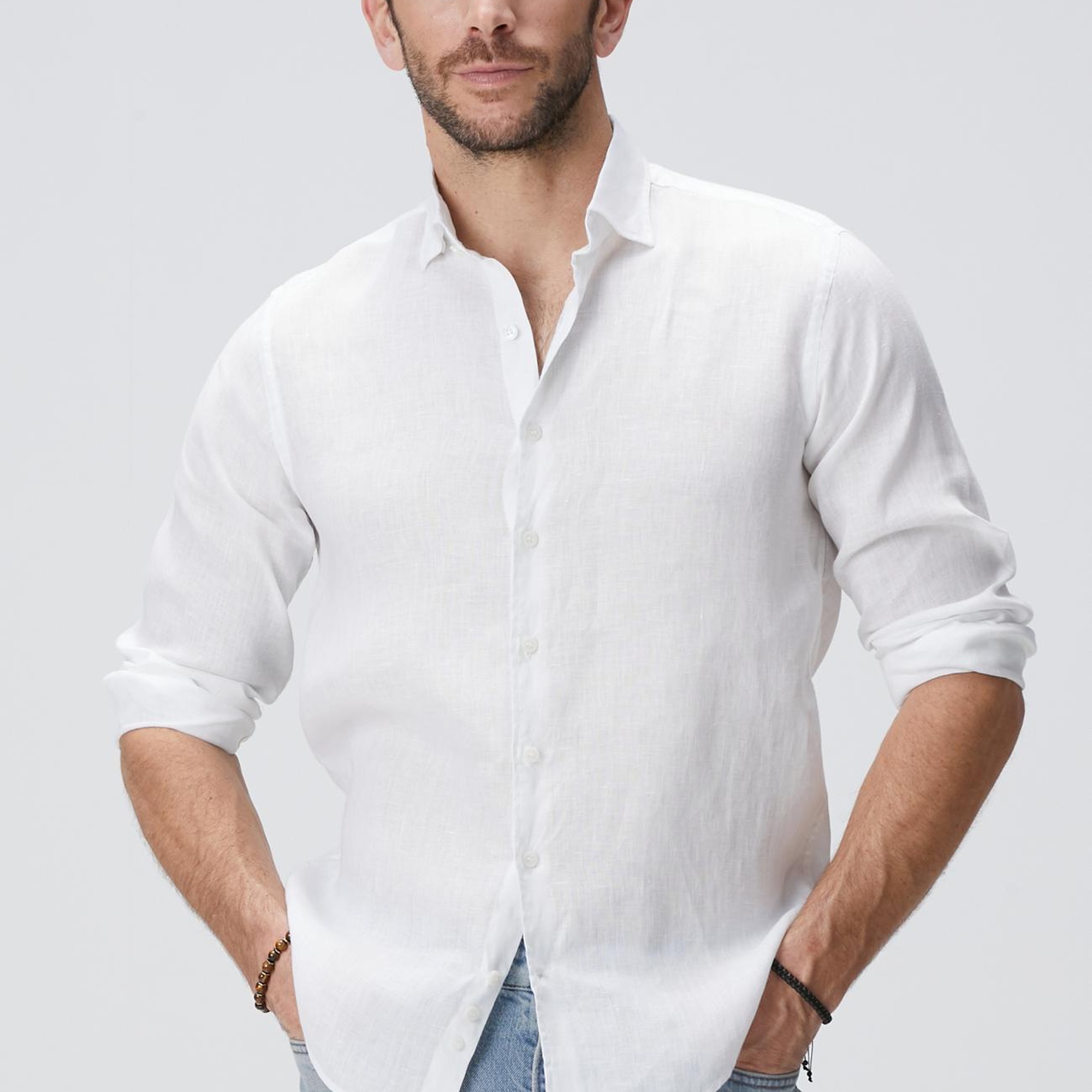 Network Erkek Beyaz Keten Gömlek