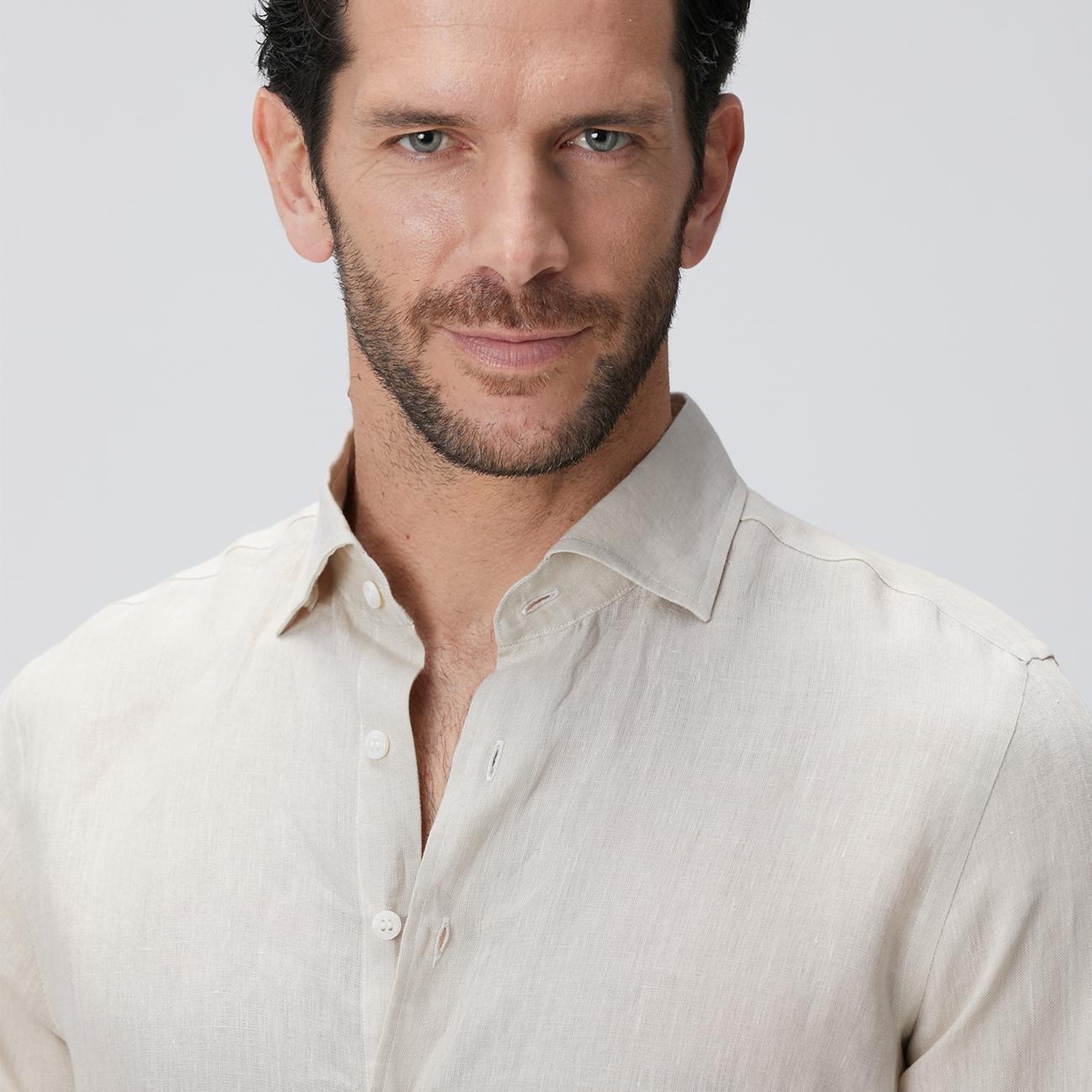 Network Erkek Naturel Keten Gömlek