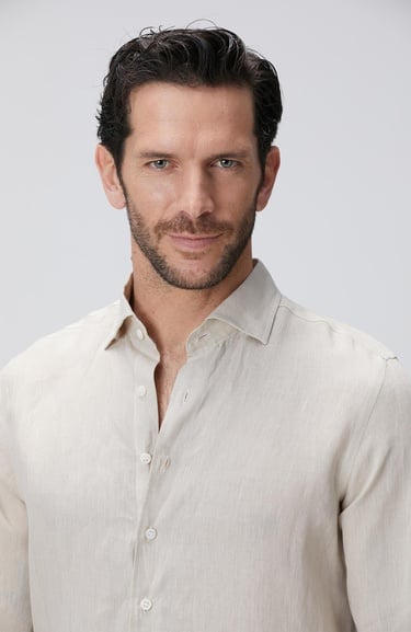  Network Erkek Naturel Keten Gömlek