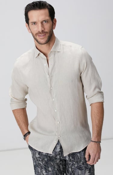  Network Erkek Naturel Keten Gömlek