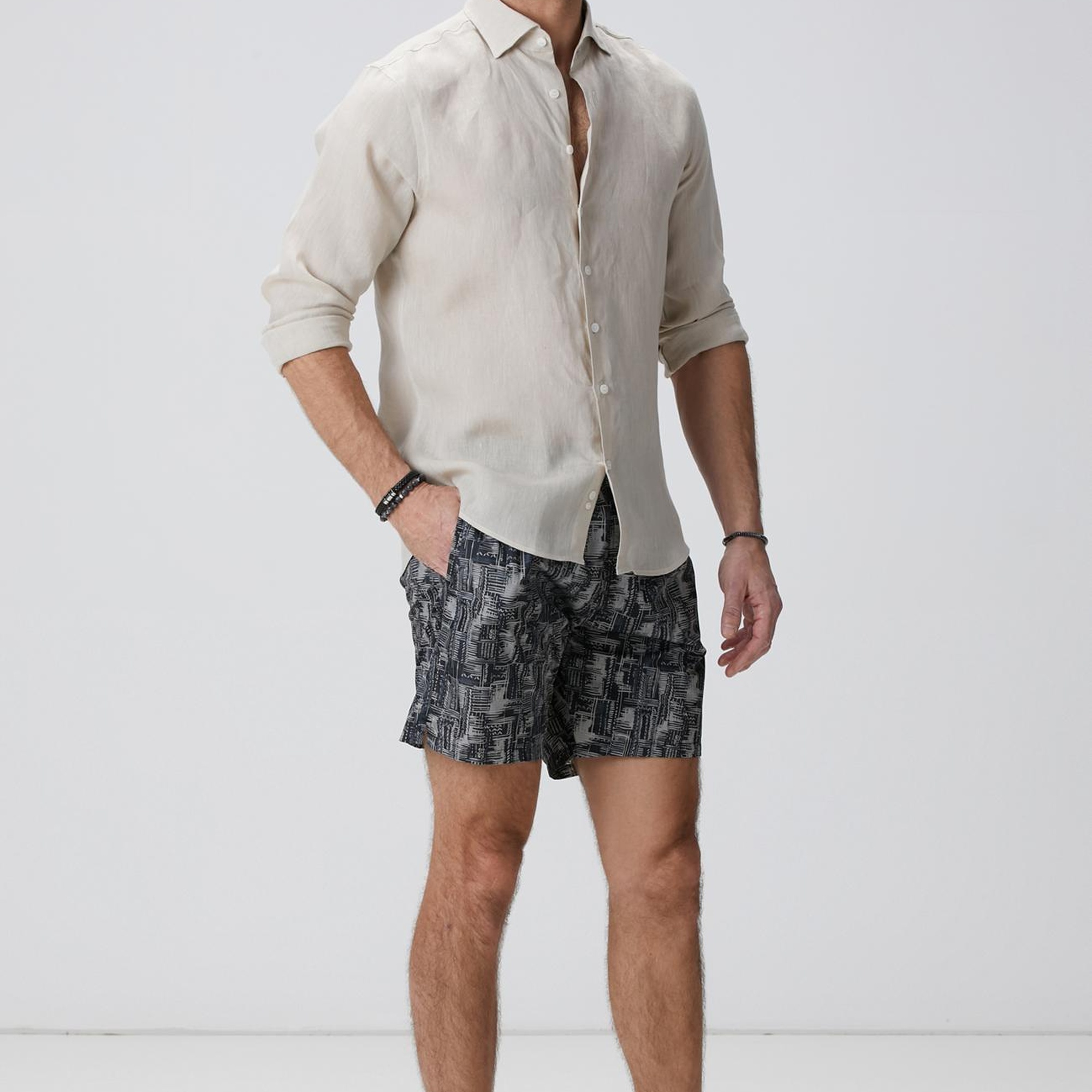 Network Erkek Naturel Keten Gömlek