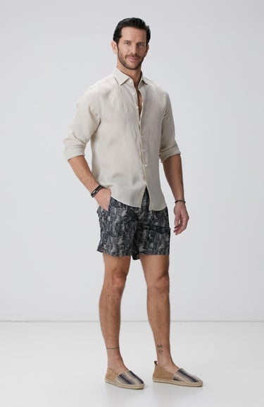  Network Erkek Naturel Keten Gömlek