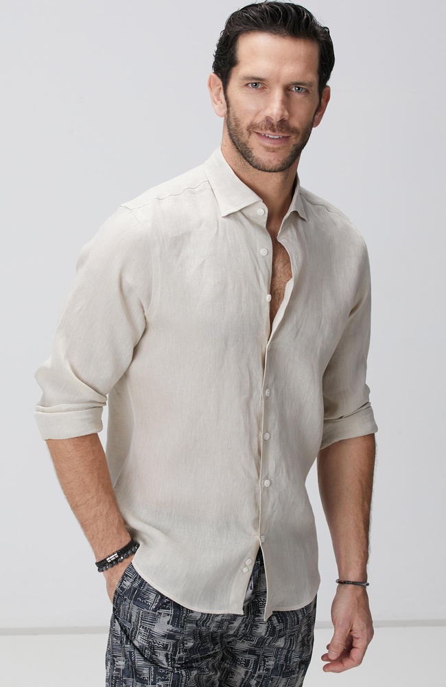  Network Erkek Naturel Keten Gömlek