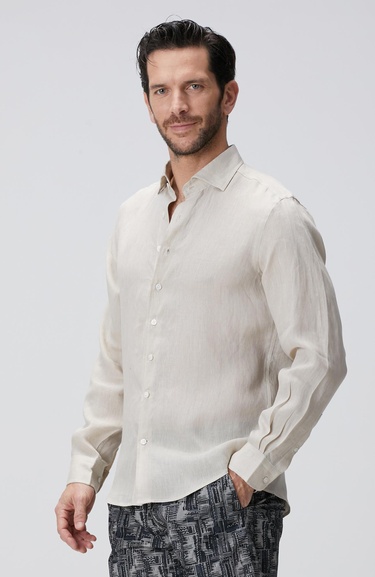  Network Erkek Naturel Keten Gömlek