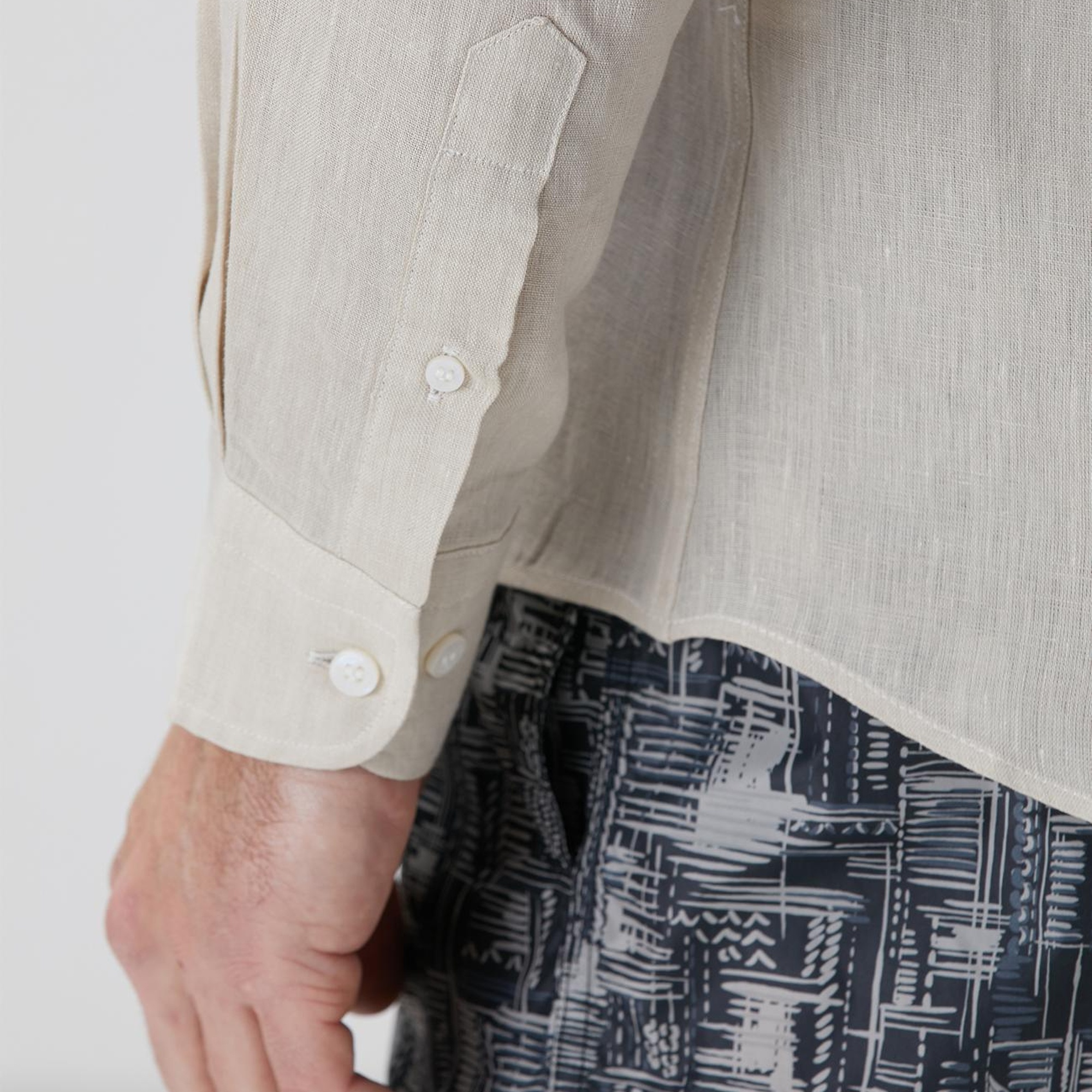 Network Erkek Naturel Keten Gömlek