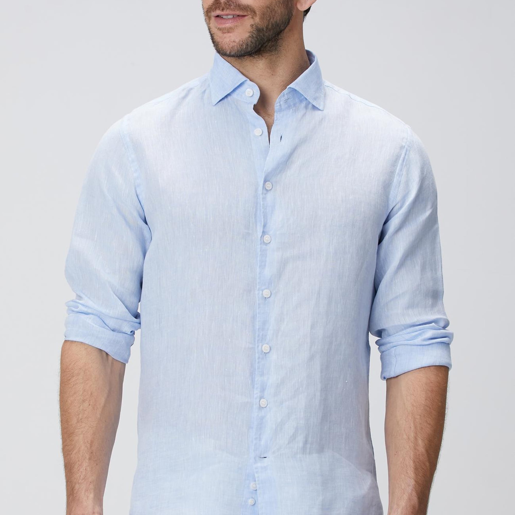 Network Erkek Açık Mavi Keten Gömlek