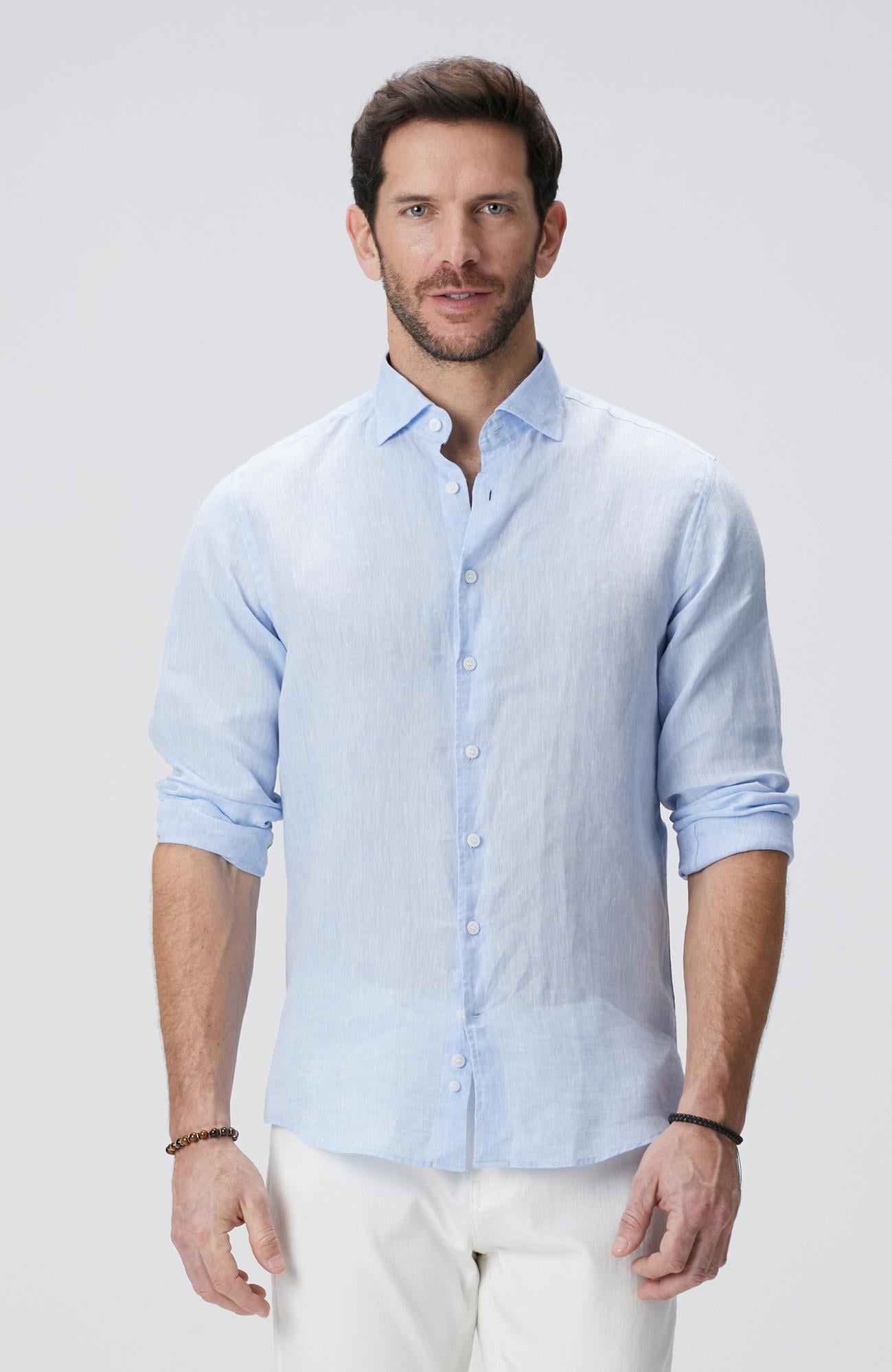  Network Erkek Açık Mavi Keten Gömlek